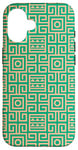 Coque pour iPhone 16 Beige Green Yellow Square Circle Labyrinth Geometric Pattern