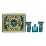 Versace Mens Eros Eau de Toilette 50ml, Shower Gel + Aftershave Balm - One Size