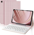 Clavier Pour Tablette Samsung A9 Galaxy Tab A9 8,7"" - Étui Avec Clavier - Clavier Magnétique Sans Fil Bluetooth Amovible - Pour Samsung Galaxy Tab A9 2023 8,7"" - Rose(Q1131)