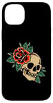 Coque pour iPhone 14 Plus Tatouage esthétique rose rouge fleur pour enfants homme femme