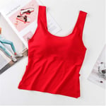 MAZS Tank Top Women Seamless Ice Silk Vest Crop Tee Padded Sexy Girls Camisole Lingerie Sleep