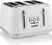 Swan Elegance 4 Slice Toaster Textured WHITE Gloss Finish Chrome Trim ST19025WHT