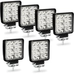 6PCS 48W Phare de Travail Carre a Leds dc 12V 24V Quad Camion Bateau Tracteur Offroad Imperméable - Tolletour