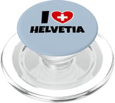 I Love Helvetia with Swiss Switzerland Flag and Heart PopSockets PopGrip pour MagSafe