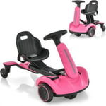 Kart Électrique Enfants 6V avec Volant et Siège Réglables 5 Roues Charge 25KG Voiture à Pédales Rose