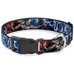 Marvel Comics Collier pour chien Boucle en plastique Avengers Marteau Thor Action Pose Galaxy Blues Blanc 17,8 à 21,6 cm Largeur 1,3 cm