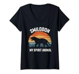 Womens Retro Smilodon Is My Spirit Animal Saber Tooth Tiger Lovers V-Neck T-Shirt