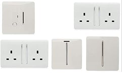 Trendi Switch Artistic Modern Glossy Switches & Sockets Utility Room Trade/Multi Buy Room Pack in White