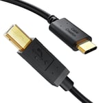 CableCreation Câble d'imprimante USB C vers USB B 2.0 pour cordon de scanner de type c pour Epson MacBook Pro HP Canon pour contrôleur MIDI DJ, noir - 1 m