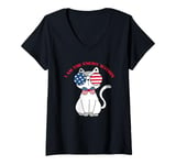 Womens I Am The Enemy Within Patriotic Cat V-Neck T-Shirt