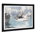 Big Box Art Framed Print of Winslow Homer Fishing Boats, Key West Design | Wall Art Picture | Home Decor for Kitchen, Living Room, Bedroom, Hallway, Black, A2 / 24.5x18 Inch / 62x45cm