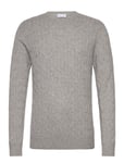 Davida Cashmere Man O-Neck Cable Sweater Grå