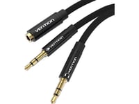 Vention Bblbab 0.6M Mini Jack 3.5Mm (Female) To 2X Mini Jack 3.5Mm (Male) Cable (Black)