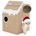 Conlun Cat Scratcher Cardboard House with Cat Scratching Board & Catnip,Quick Assembly Cat Toy for Indoor Cats Scratch & Rest Cat Furniture Condo Cave Bed Gingerbread House for Christmas Decoration