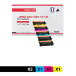 NOPAN-INK - Toners x5 - TN230 TN 230 (Noir x2 + Cyan + Magenta + Jaune) - Compatible pour Brother HL-4040CN 4040CDN 4070CDW, MFC-9440CN 9450CDN 9840CN 9840CDW 9842CDW 9940CN, DCP-9040CN 9045CDN