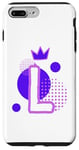 Coque pour iPhone 7 Plus/8 Plus Lettre L Nom Initiale Alphabet Coroné Monogramme Party