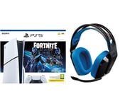 Sony PlayStation 5 Digital Edition (Model Group - Slim), Fortnite Cobalt Star & Logitech G535 LIGHTSPEED Wireless Gaming Headset Bundle, White