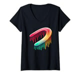 Womens Dripping Paint Boomerang Thrower Boomerangs V-Neck T-Shirt