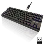 LC-POWER Clavier de Jeu Mécanique Clavier Gamer avec Layout TKL et éclairage RGB, LC-KEY-MECH-2-RGB-C-W