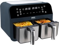 Sensio Home Dual Basket Zone Air Fryer, 8 in 1 with Smart Sync Finish, Bake, 8L,