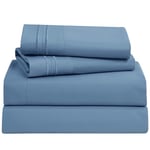 Clara Clark Bed Sheets, Premier 1800 Series 4 Piece Bed Sheet Set, Deep Pocket, Wrinkle, Fade, Stain Resistant, Luxury Soft Bedding Sheets & Pillowcases, Queen, Blue Heaven