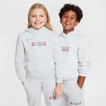 Nike Hettegenser Club Fleece Erling Haaland Personal Edition - Hvit/turkis Barn, størrelse S: 128-137 cm