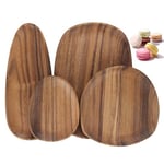 YFWOOD Serving Trays Set of 4, Irregular Round Wooden Platter & Plate for Snacks, Cheese, Appetizers, Dessert, Sushi, Fruit, Salad, Wooden Plates Serving Board