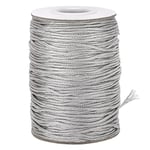 G2PLUS 100M Fil Nylon pour Bracelet,Argent Cordon en Nylon,1.5mm Fil de Nylon Tresse Cordon pour Perles pour Colliers,Bracelet Perle,Bijoux Artisanat DIY