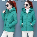 Doudoune Femme Veste À Capuche Automne Hiver Femmes Court Coton Rembourré Femmes Manteau Couleur Unie Court Parka L Vert