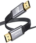 4K HDMI Cable 3M, JSAUX Flat Slim HDMI 2.0 Cable Ultra High Speed 18Gbps Thin Lead Support 3D, UHD 4K@60Hz, 2160P, HD 1080P Video, Ethernet Compatible with Fire TV, HDTV, PlayStation PS4 PS3 - Grey
