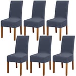 Leeyunbee 6 Pièces Housse de Chaise Moderne élastique, Amovible Lavable Extensible Housses de Chaise de Salle à Manger, Couverture de Chaise pour Décor Salle à Manger, Hôtel et Mariage (Bleu Gris)