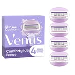 Gillette Venus ComfortGlide Breeze Razor Blades Women, Pack of 4 Razor Blade Refills, Lubrastrip with A Touch of Botanical Oils, 2 Flexible Gel Bars For A Comfortable Shave