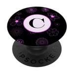 Initial C Cell Phone Grip Pop Up Holder,Pink Floral Letter C PopSockets Adhesive PopGrip