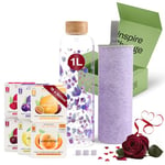 waterdrop® Cadeau Saint Valentin, Coffret Dégustation Verre, Bouteille en verre 1 L + 18 Cubes à Boire en 6 saveurs, Sans sucre, Boisson en cube, Gourde d'eau, Cadeau Pour Homme & Femme