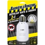 Barrière à rongeurs LED & Ultrasons 2 en 1 - Repousse efficacement rats et souris