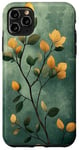 Coque pour iPhone 11 Pro Max Feuilles Botanique Fleur Plante Dessin Au Trait Vert Sauge