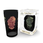 HARRY POTTER HOGWARTS HOUSE CRESTS DRINKING GLASS TUMBLER NEW IN GIFT BOX GB