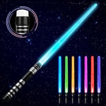 Light Up Saber with Electronic Lights & FX Sound for Kids, 7 Colors Changing LED Light Expandable Toy for Star Wars Roleplay Halloween Dress Up Parties (75cm-Silver)