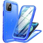 Cozycase Coque pour iPhone 12/12 Pro Étanche Antichoc Bleu - 360 degres Incassable Militaire Rigide Intégrale Case/Bumper/Housse 【IP68 Waterproof/Imperméable】 Etui Anti Choc Eau - Bleu