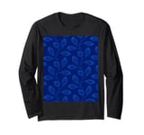 Climbing Vine Leaves In Burned Blue On Dark Blue Long Sleeve T-Shirt