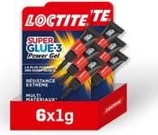 Super Glue-3 Power Gel Mini Dose lot de 6, colle forte enrichie en caoutchouc, mini-dose de colle gel ultra-résistante, séchage immédiat, colle transparente, 6 tubes de 1 g