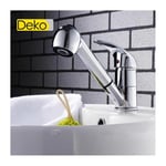Ideko - Robinet de cuisine salle de bain grande doucette etirable Mitigeur de lavabo Chrome avec Flexible