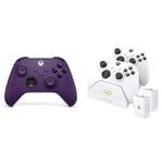 Xbox Manette sans Fil - Astral Purple Series X, Series S, One, Windows 10 & 11, Android et iOS+Venom Station de chargement USB double avec 2 blocs-batteries rechargeables - blanc
