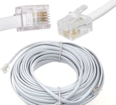 10m Metre Rj11 To Rj11 Cable Lead 4 Pin Adsl Router Modem Phone 6p4c White Long