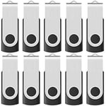 16gb USB 2.0 Flash Memory Stick Drive Svängbara tumenheter Bulk 10-pack, med LED-indikator, (svart)