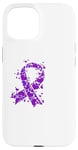 Coque pour iPhone 15 Ruban violet « Their Fight Is My Fight » pour la sensibilisation d'Alzheimer