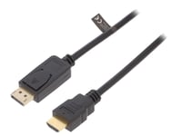 Cable DisplayPort 1.2 prise male HDMI prise male 3D 4K 3m - Noir