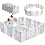 Dripex Baby Playpen, Foldable Playpen for Baby and Toddlers, 190x190cm Play Pen Baby Fence with Custom Shape, Portable Plastic Baby Pens and Fun Activity Center for Kids Indoors Outdoors