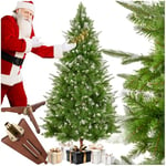 tectake® Sapin de Noel Artificiel 180 cm Type Nordmann Vert avec Pointes enneigés avec Pied en Bois Branches denses & réalistes Arbre de Noel Sapin de Noel Artificiel pour Décoration Noel