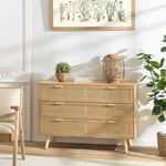 Macabane - romeo - Commode couleur naturel 3 tiroirs cannage